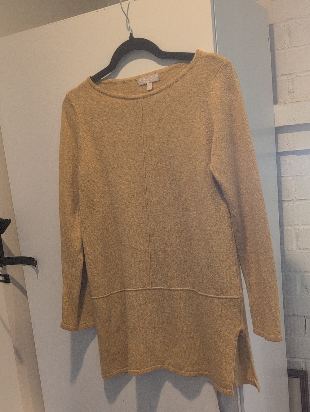 Italian Cashmere Blend Light Mustard Tunic Sweater - Long Sleeve